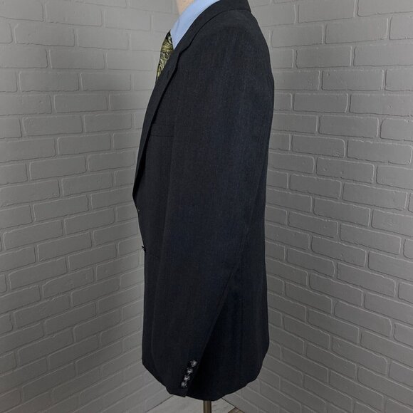 Evan Picone Blazer Men 42R Gray Blue Stripe Classic Career Wool VTG USA 80s‎ - Picture 3 of 16